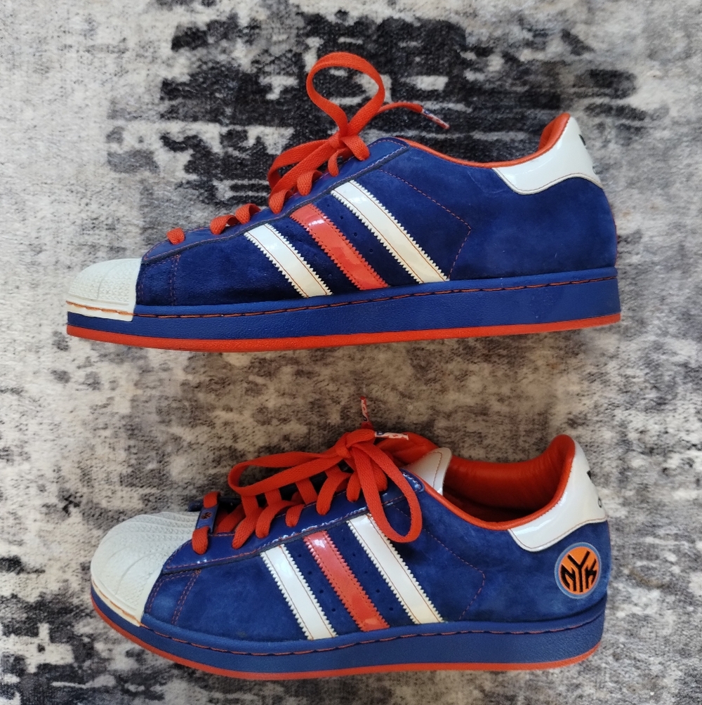 Adidas Superstar Knicks NBA Blue and White Sneakers 11